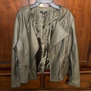 Alfani Olive Faux Leather Jacket for Women